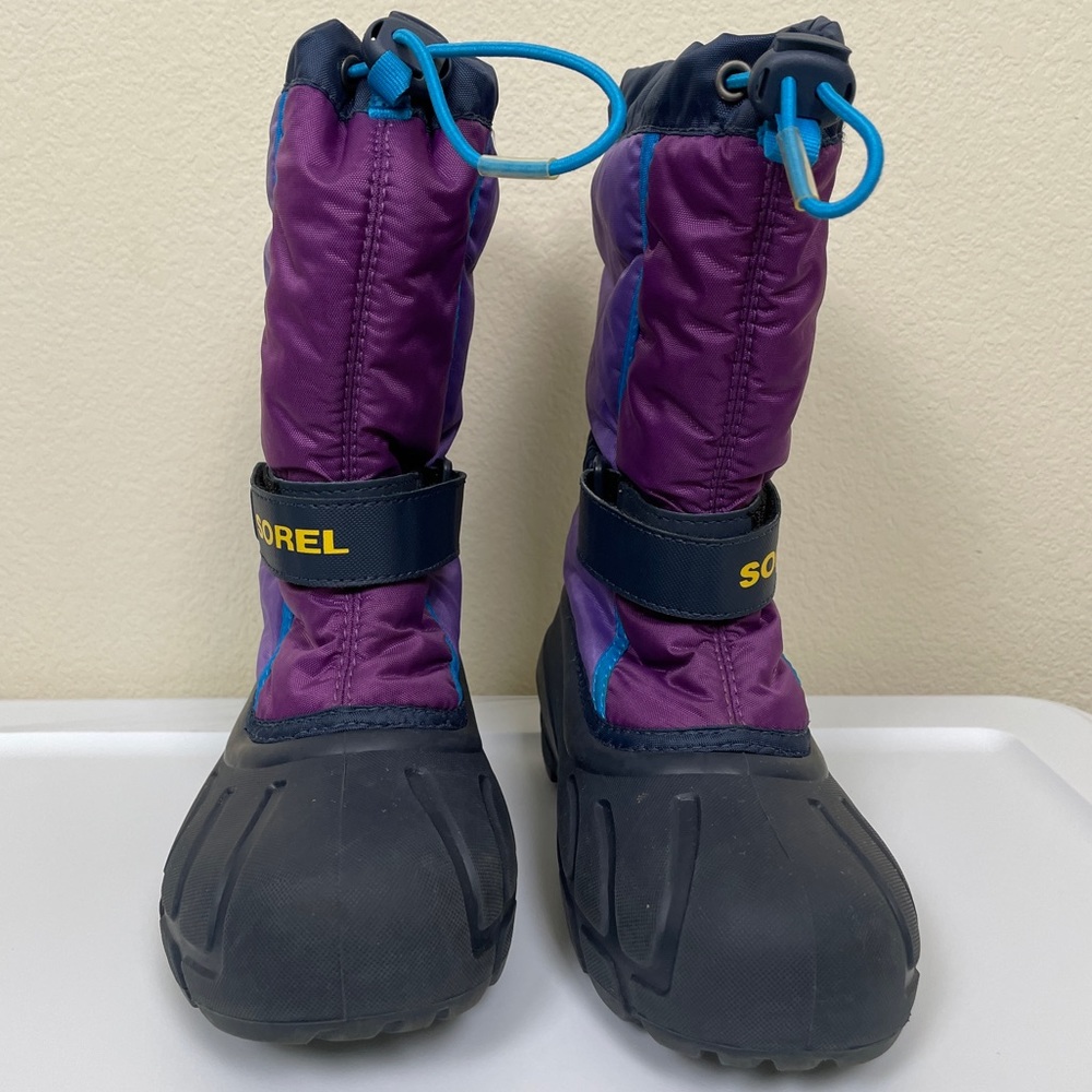SOREL Size 4 Children Flurry Winter Snow Boots Purple Gray Kids Shoes - Picture 2 of 8
